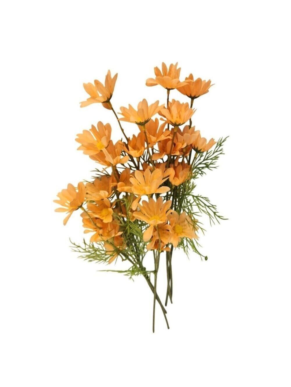Peach Apricot Faux Daisy Stem 20 Inch Artificial Wildflower Set of 6 Farmhouse F